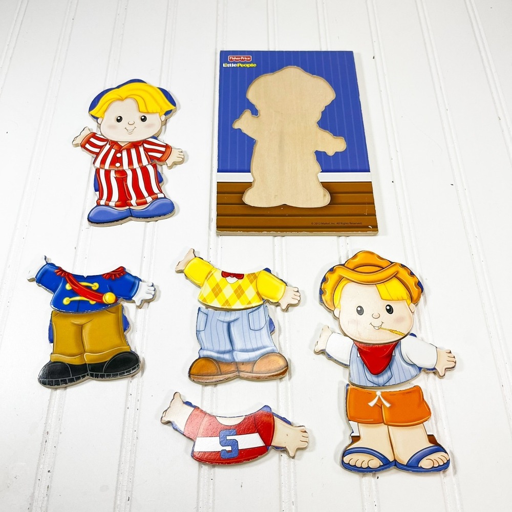 Fisher Price Little People Puzzle Wood Paper Doll Style Dress Up Toy Kids Puzzle
